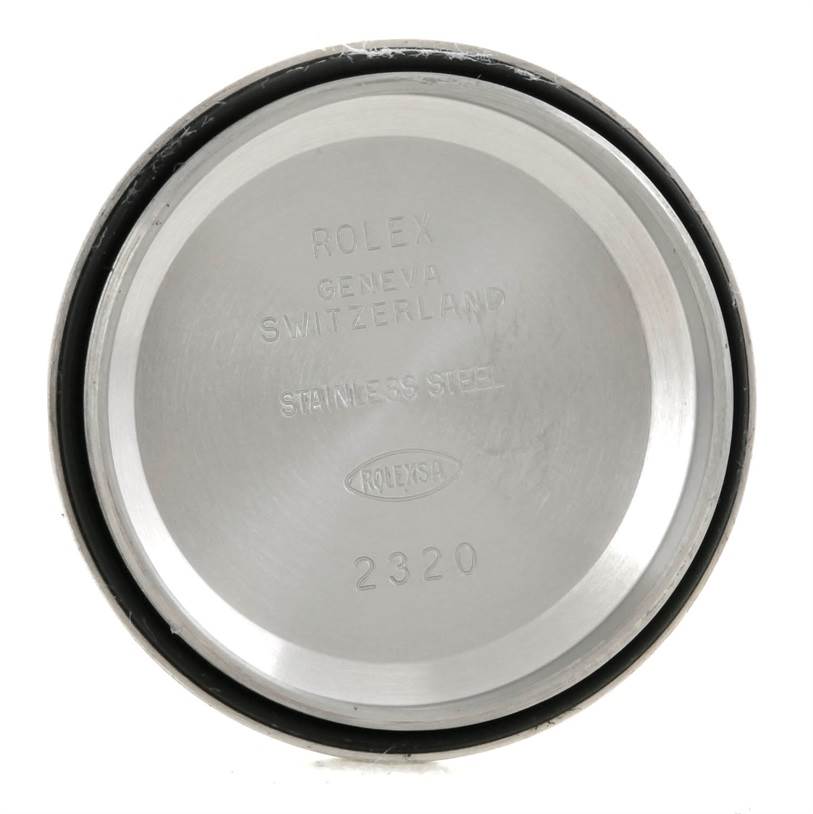 This image shows the interior side of the case back of a Rolex Oyster Perpetual 176200 Women's Stainless Steel White Dial 176200 Women's Stainless Steel White Dial watch.