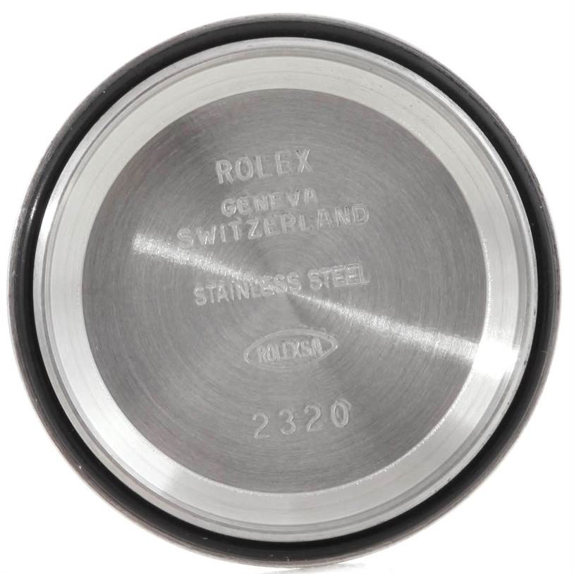 This image shows the case back of a Rolex Oyster Perpetual 176200 Women's Stainless Steel White Dial 176200 Women's Stainless Steel White Dial watch viewed from the rear.