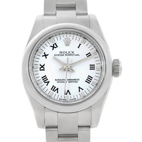 Photo of Rolex Oyster Perpetual Nondate Ladies White Dial Steel Watch 176200