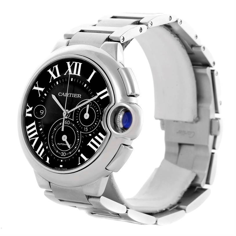 Cartier Ballon Bleu Mens XL Steel Chronograph Watch W6920077 SwissWatchExpo