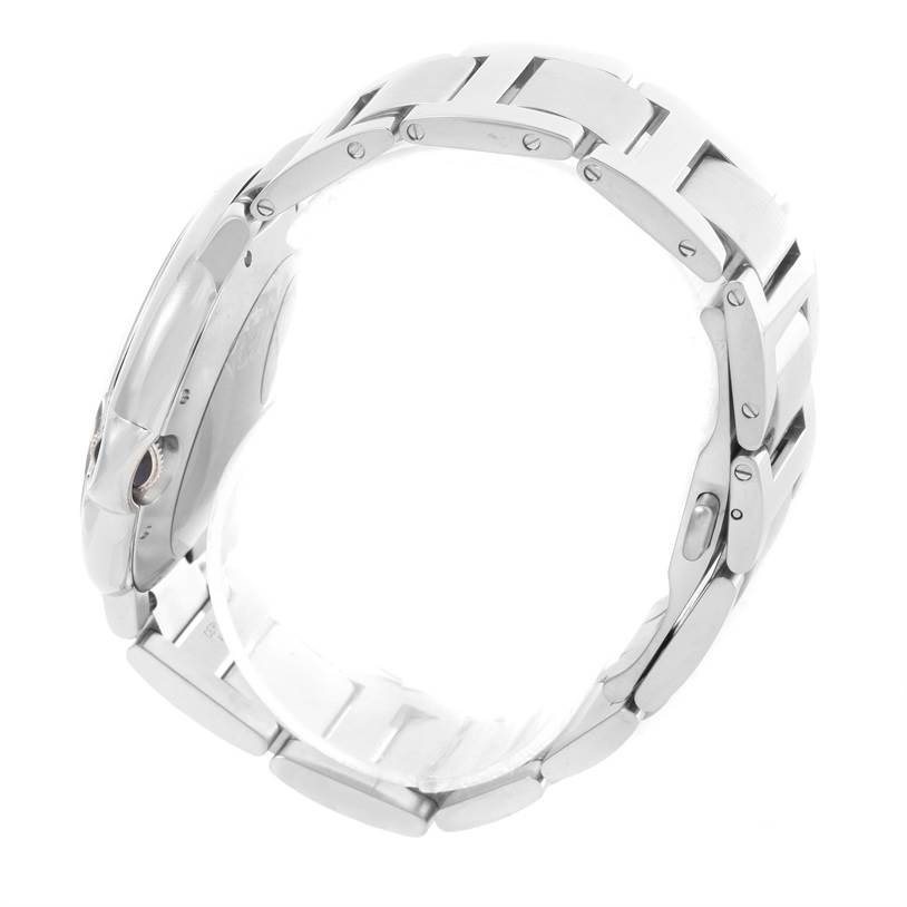 The image shows a side view of the bracelet and case of a Cartier Ballon Bleu W69012Z4 Men
s Stainless Steel Silver Dial W69012Z4 Men
s Stainless Steel Silver Dial watch.