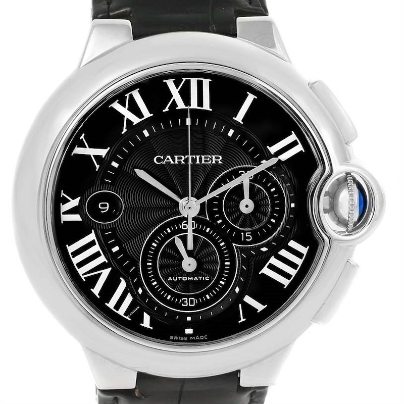 Cartier Ballon Bleu Steel Black Dial Chronograph Mens Watch W6920052 SwissWatchExpo