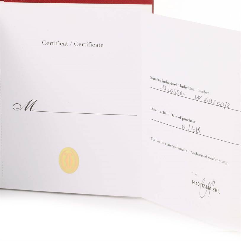 This image shows a certificate of Best Quality
ity for a Cartier Ballon Bleu W6920052 Men
s Stainless Steel Black Dial W6920052 Men
s Stainless Steel Black Dial watch.