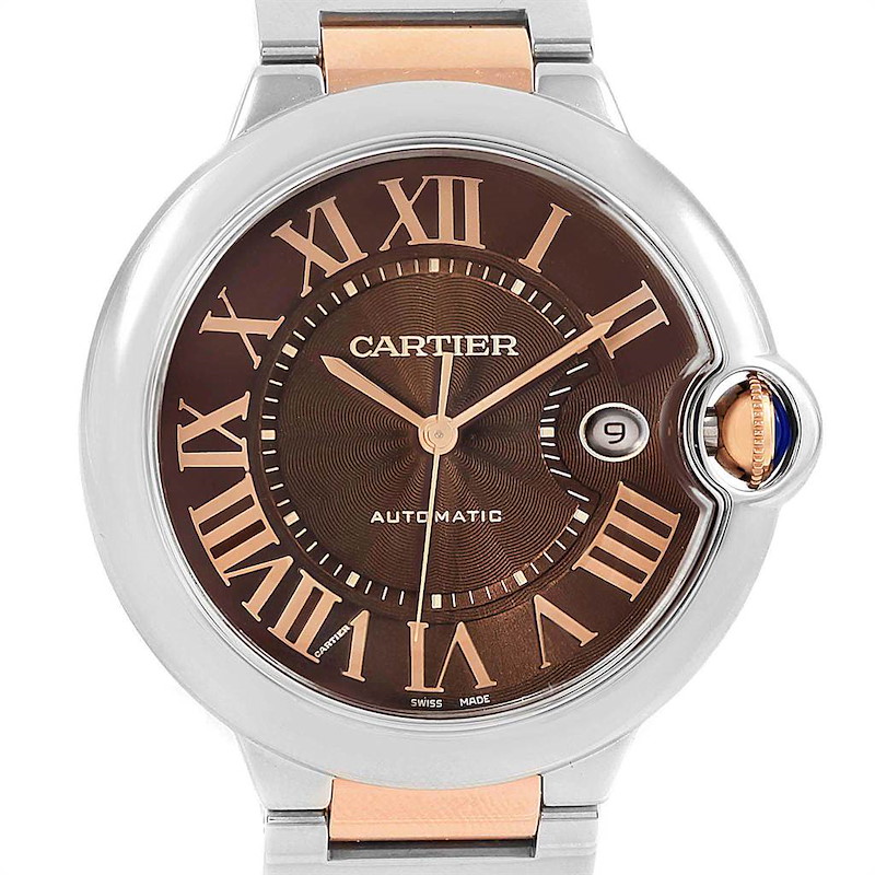 Cartier Ballon Bleu Steel Rose Gold Brown Dial Unisex Watch W6920032 SwissWatchExpo