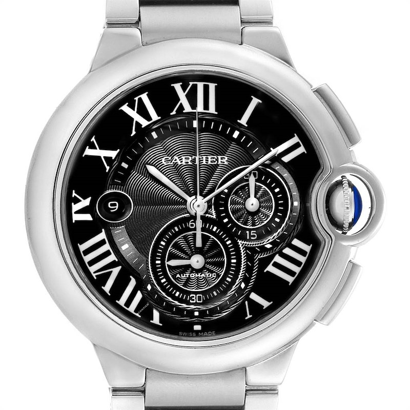 Cartier Ballon Bleu XL Black Dial Chronograph Steel Mens Watch W6920077 SwissWatchExpo