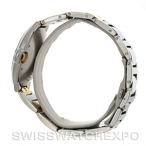 Side view showing the bracelet and part of the case of the Cartier Ballon Bleu W69009Z3 Men
s Stainless Steel Silver Dial W69009Z3 Men
s Stainless Steel Silver Dial watch.