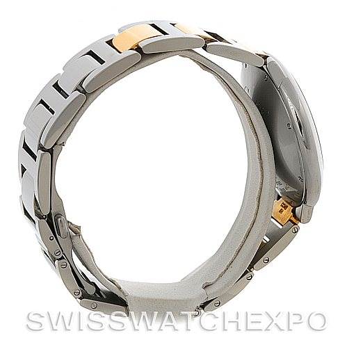 The image shows a side view of the bracelet of a Cartier Ballon Bleu W69009Z3 Men
s Stainless Steel Silver Dial W69009Z3 Men
s Stainless Steel Silver Dial watch, highlighting its clasp and links.