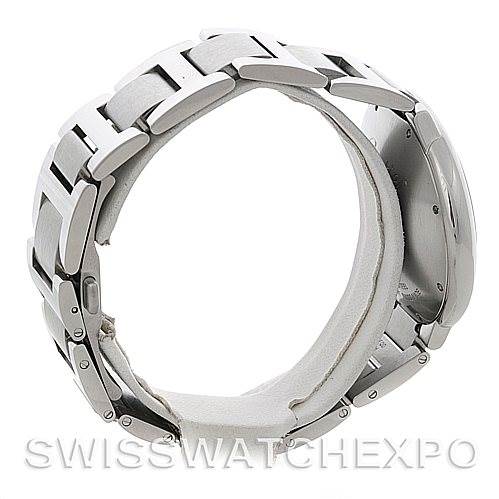 This image shows a side view of the bracelet and case of the Cartier Ballon Bleu W69012Z4 Men's Stainless Steel Silver Dial W69012Z4 Men's Stainless Steel Silver Dial watch.