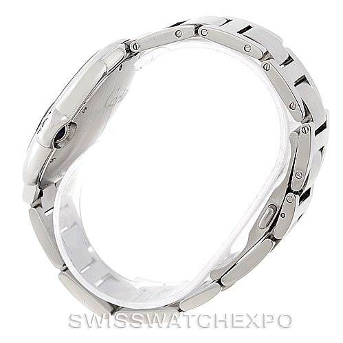 The image shows a side view of the Cartier Ballon Bleu W69012Z4 Men
s Stainless Steel Silver Dial W69012Z4 Men
s Stainless Steel Silver Dial watch, focusing on the case and metal bracelet links.