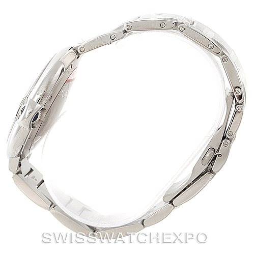 The image shows a side view of the Cartier Ballon Bleu W69012Z4 Men
s Stainless Steel Silver Dial W69012Z4 Men
s Stainless Steel Silver Dial watch, focusing on the case and bracelet links.