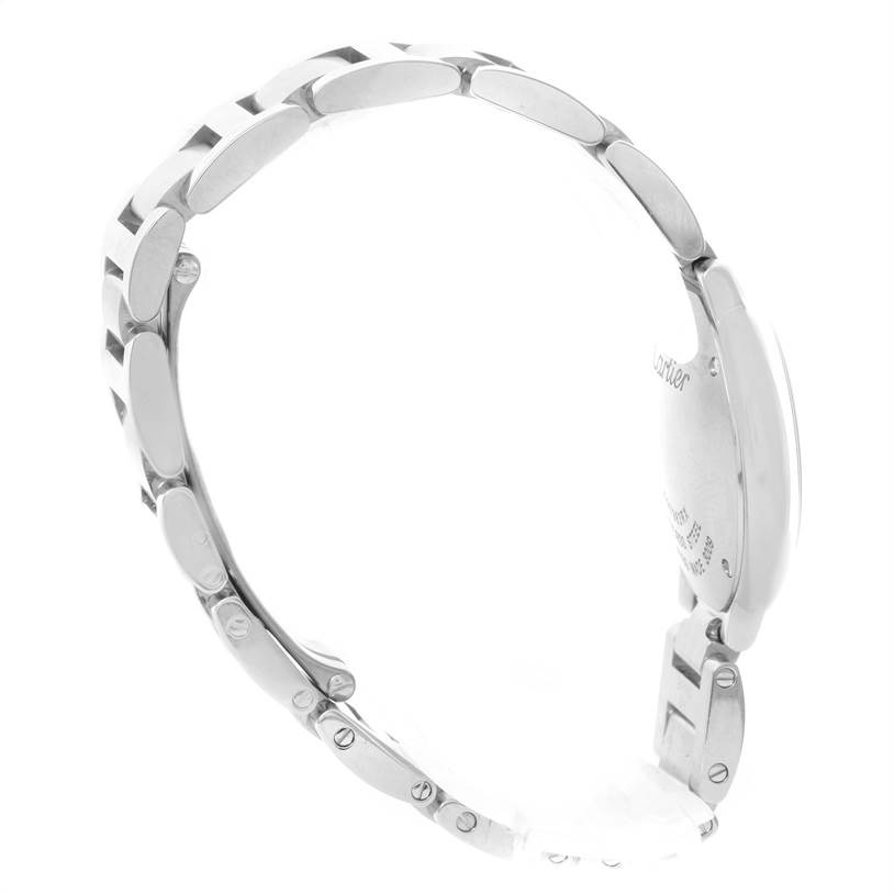 The image shows a side view of the bracelet and back case of a Cartier Ballon Bleu W69010Z4 Women
s Stainless Steel Silver Dial W69010Z4 Women
s Stainless Steel Silver Dial watch.