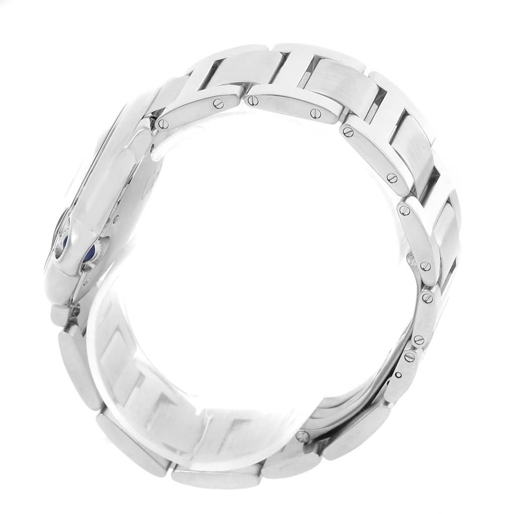 The image shows a side view of the bracelet and case profile of a Cartier Ballon Bleu W6920046 Women
s Stainless Steel Silver Dial W6920046 Women
s Stainless Steel Silver Dial watch.