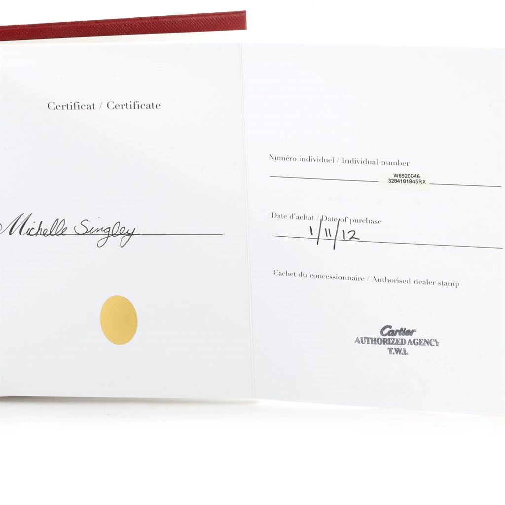 This image shows the certificate of Best Quality
ity and purchase information for a Ballon Bleu model by Cartier.
