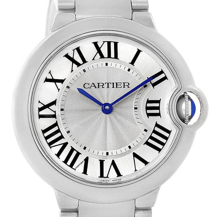 Cartier Ballon Bleu Midsize Silver Guilloche Dial Watch W69011Z4 SwissWatchExpo