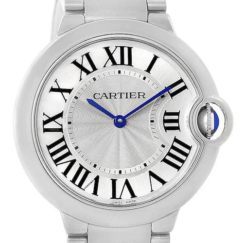 Photo of Cartier Ballon Bleu Midsize Silver Guilloche Dial Watch W69011Z4