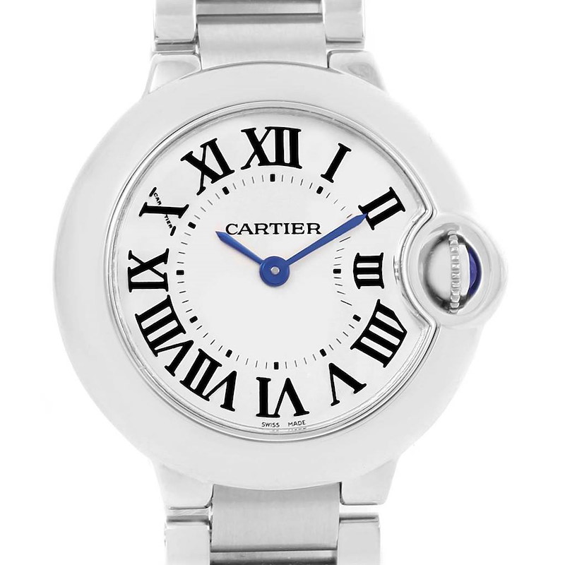 Cartier Ballon Blue Stainless Steel Small Ladies Watch W69010Z4 SwissWatchExpo