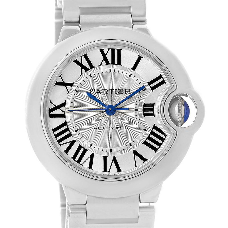 Cartier Ballon Bleu Steel Midzize Silver Dial Watch W6920046 Box Papers SwissWatchExpo