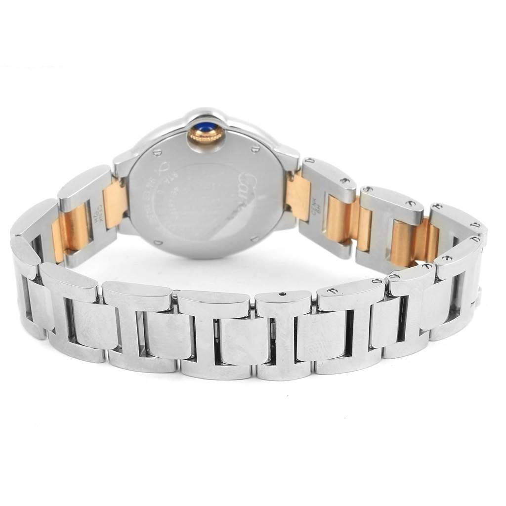 The image shows the back and bracelet of a Cartier Ballon Bleu W69007Z3 Women
s Silver Dial W69007Z3 Women
s Silver Dial watch at a backward-facing angle.