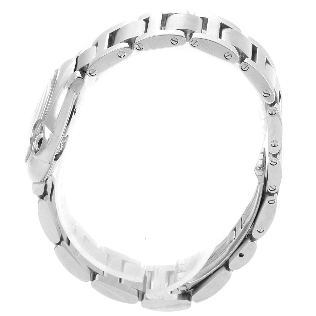 The image shows a side view of the bracelet and the profile of the case of a Cartier Ballon Bleu W69010Z4 Women's Stainless Steel Silver Dial W69010Z4 Women's Stainless Steel Silver Dial watch.