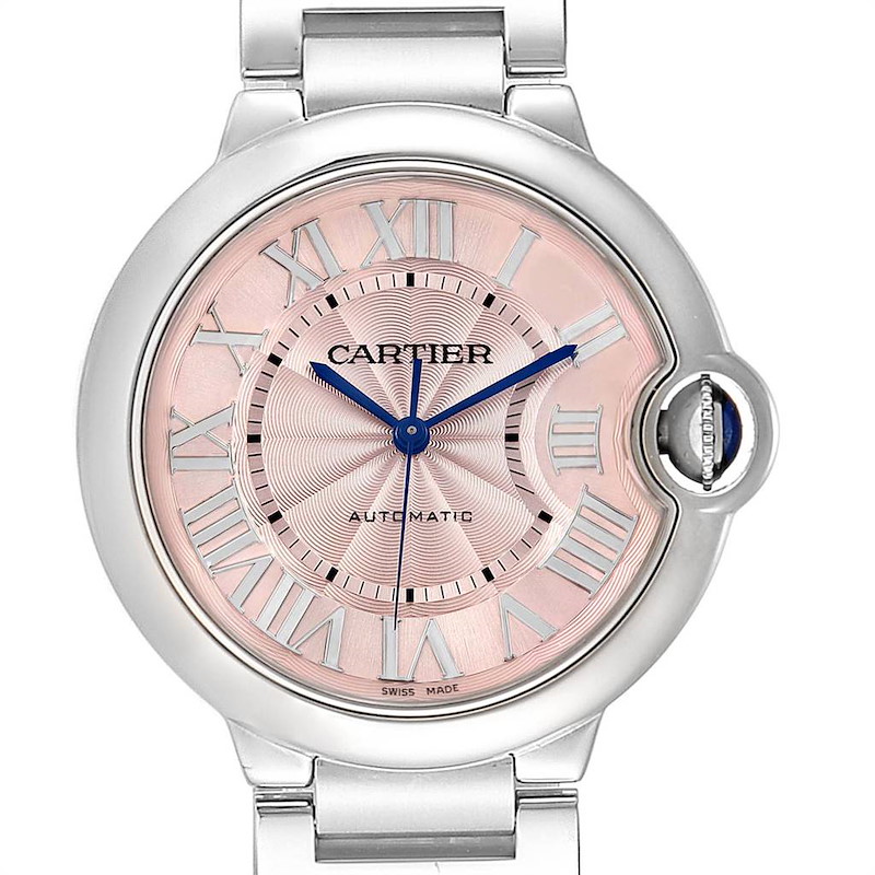 Cartier Ballon Bleu Midsize 36mm Pink Dial Steel Ladies Watch W6920041 SwissWatchExpo