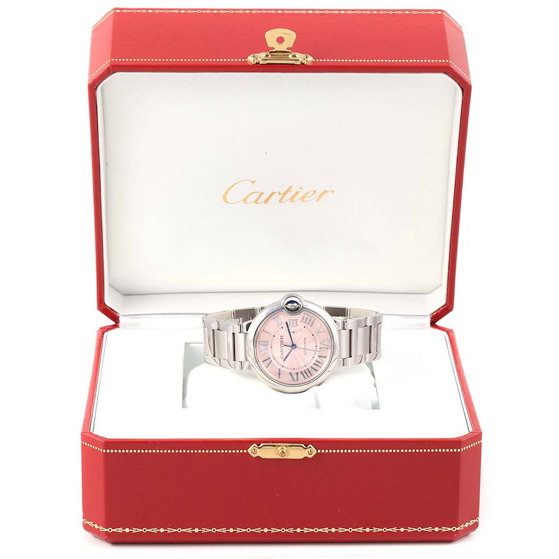 Cartier Ballon Bleu Midsize 36mm Pink Dial Steel Ladies Watch