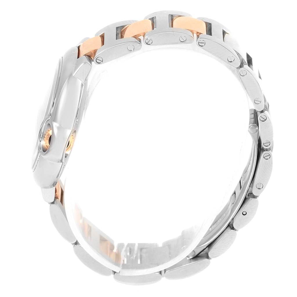 The side view of the Ballon Bleu model by Cartier showcases the bracelet and part of the case.