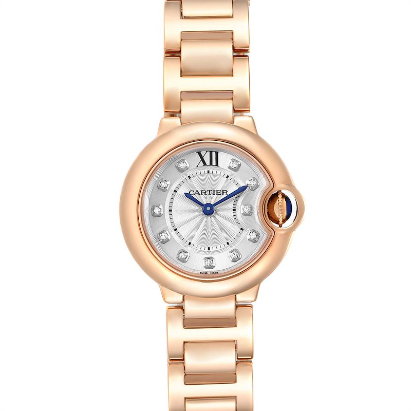 Cartier Ballon Bleu Rose Gold Silver Diamond Dial Ladies Watch we902025 SwissWatchExpo