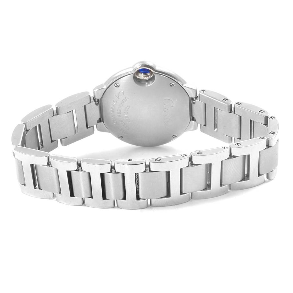 The image shows the back and bracelet of the Cartier Ballon Bleu W69010Z4 Women
s Stainless Steel Silver Dial W69010Z4 Women
s Stainless Steel Silver Dial watch.