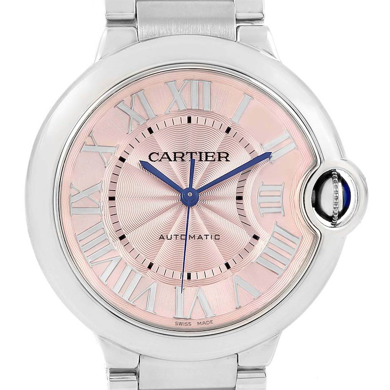 Cartier Ballon Blue 36 Pink Dial Steel Ladies Watch W6920041 SwissWatchExpo