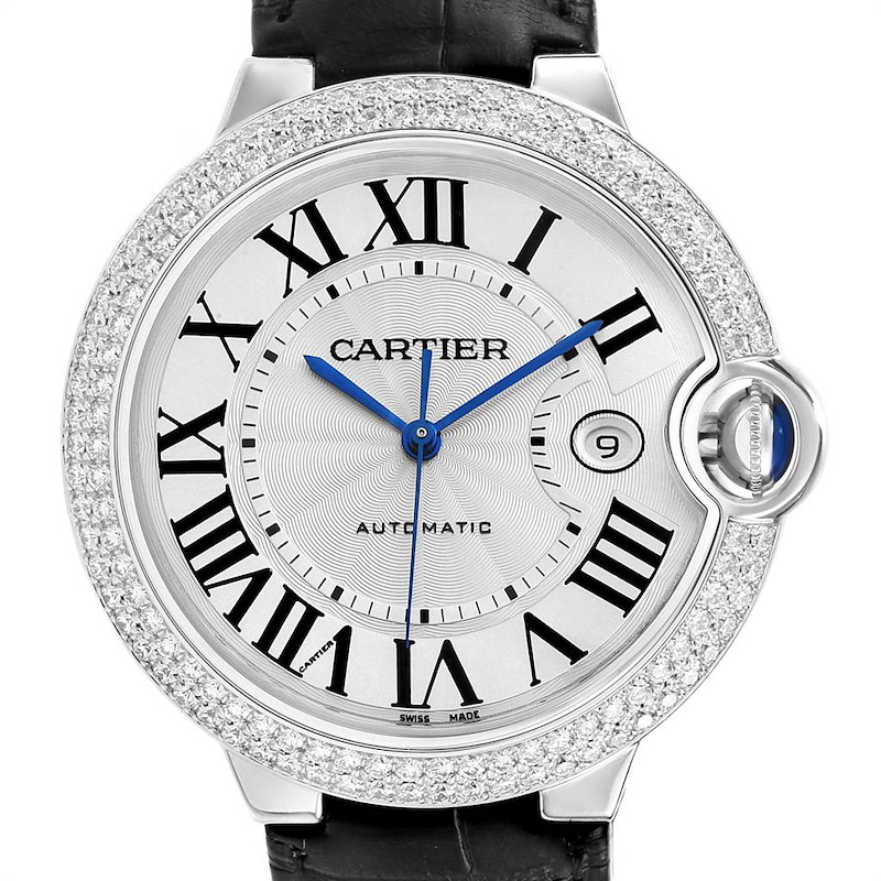 Cartier Ballon Bleu 42 White Gold Diamond Unisex Watch WJBB0032 Unworn SwissWatchExpo