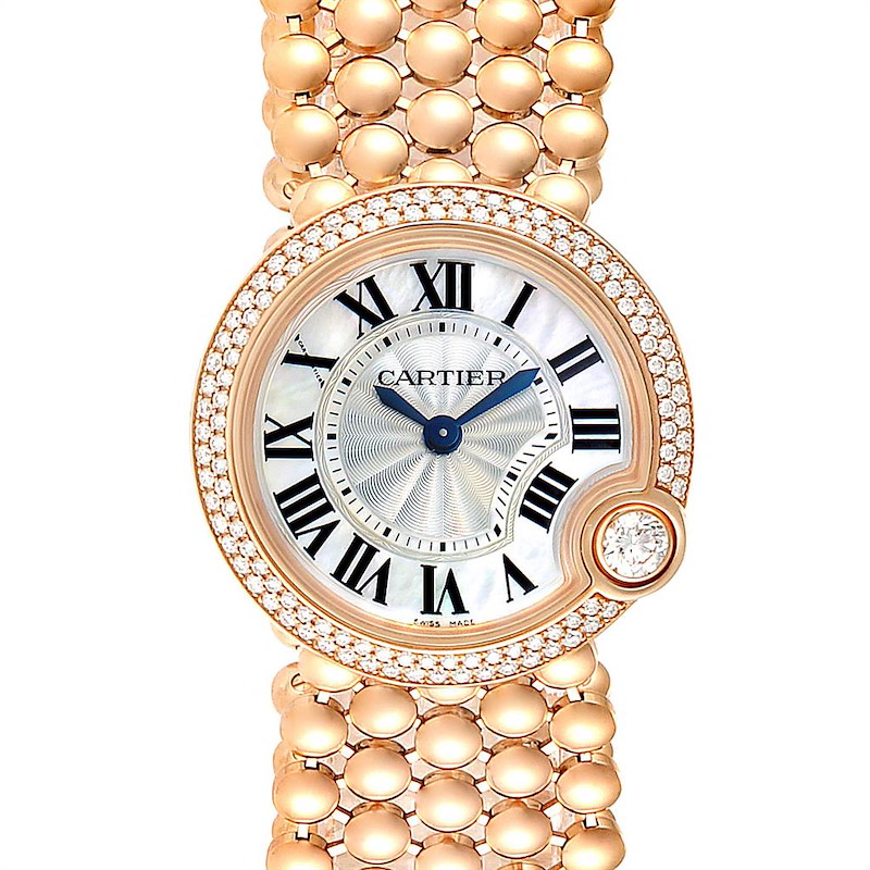 Cartier Ballon Blanc MOP Rose Gold Diamond Ladies Watch WE902057 SwissWatchExpo