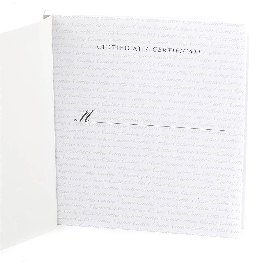 This image shows the open certificate of Best Quality
ity for the Ballon Bleu model by Cartier, featuring Cartier
s branding.