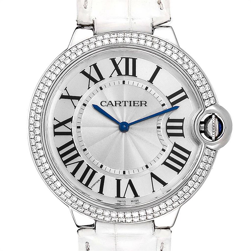 Cartier Ballon Bleu White Gold Diamond Ladies Watch WE902056 SwissWatchExpo