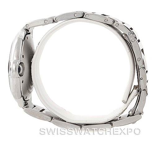 This image shows a side view of the Ballon Bleu model by Cartier, displaying the bracelet and part of the case.