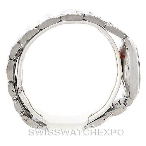 This image shows a side view of the bracelet and clasp of a Cartier Ballon Bleu W6920046 Women's Stainless Steel Silver Dial W6920046 Women's Stainless Steel Silver Dial watch.