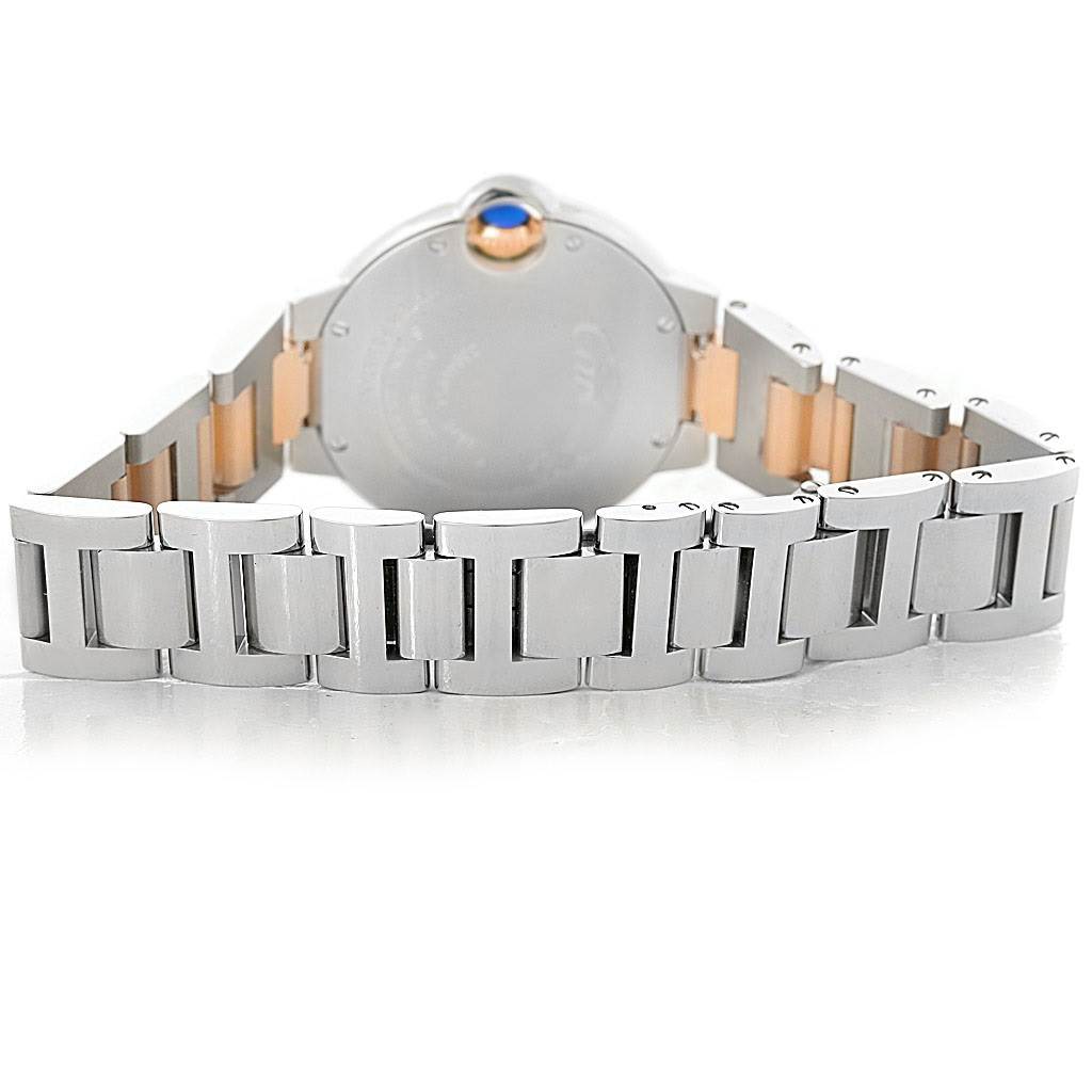 The image shows the back view of the Ballon Bleu by Cartier, focusing on the clasp and part of the bracelet.