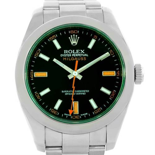 Photo of Rolex Milgauss Black Dial Green Crystal Mens Watch 116400V