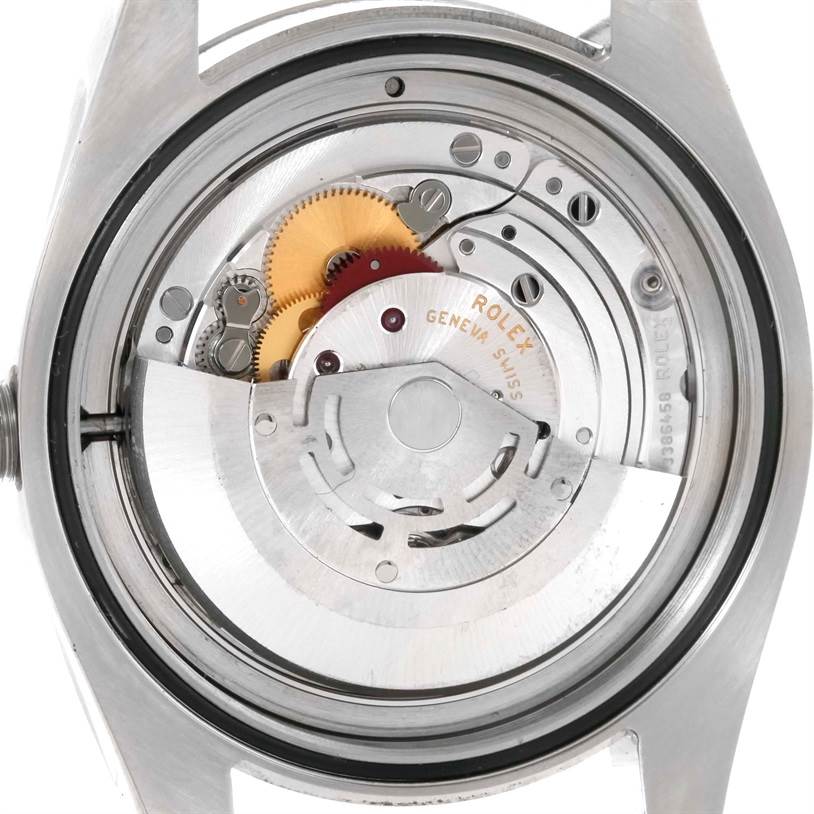 This is an image of the Rolex Milgauss 116400V Men's Stainless Steel Black Dial 116400V Men's Stainless Steel Black Dial model, showcasing the internal watch mechanism from the back.