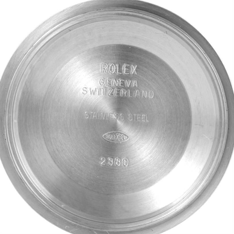 This image shows the inner case back of a Rolex Milgauss 116400V Men's Stainless Steel Black Dial 116400V Men's Stainless Steel Black Dial watch with engraved details and the model number 2380.