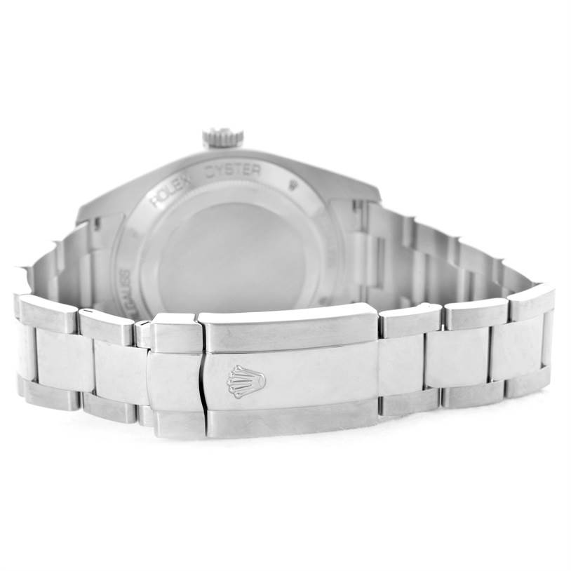 This image shows the back case and bracelet clasp of the Rolex Milgauss 116400V Men's Stainless Steel Black Dial 116400V Men's Stainless Steel Black Dial watch from a rear view angle.