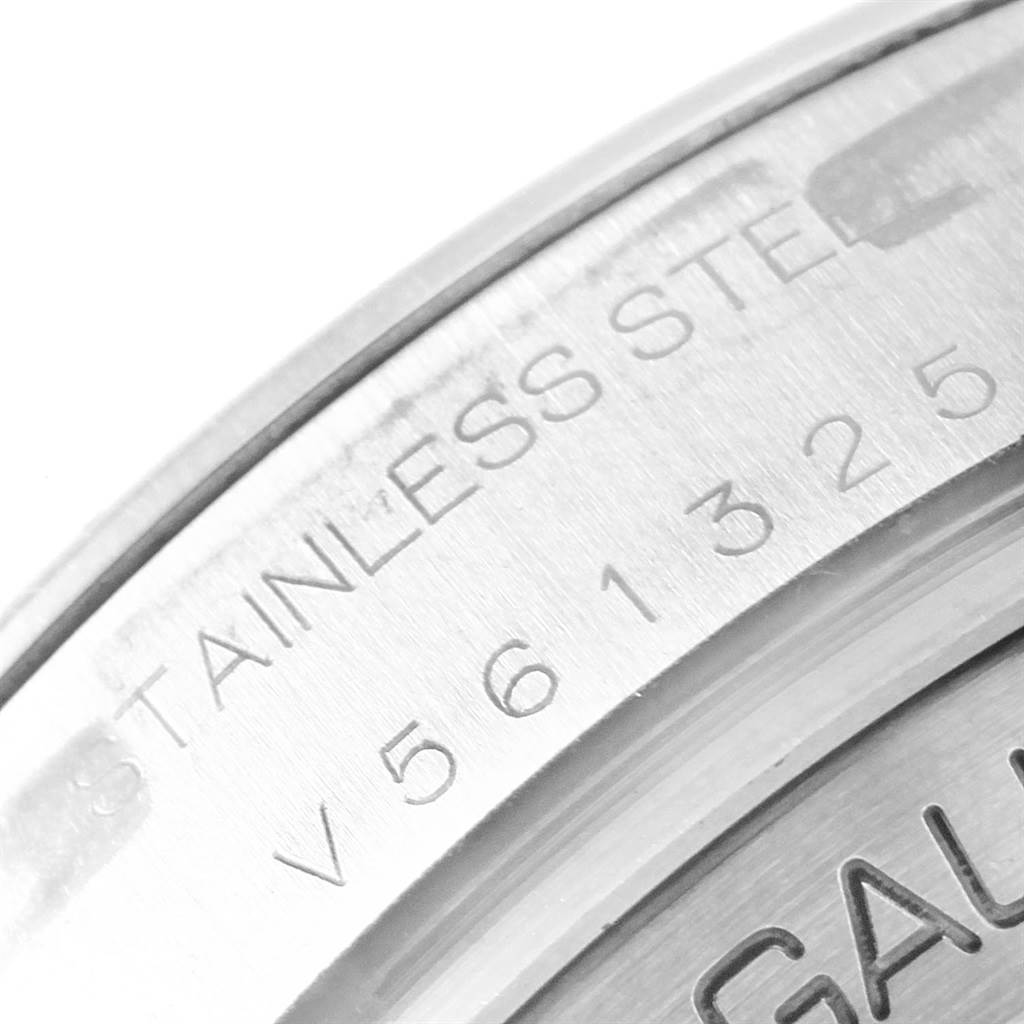 This image shows a close-up of the stainless steel case back with engravings of the Rolex Milgauss 116400V Men's Stainless Steel Black Dial 116400V Men's Stainless Steel Black Dial model.