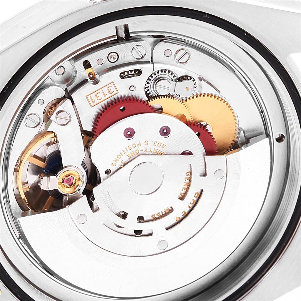 This image shows a close-up of the internal mechanical movement parts of a Rolex Milgauss 116400GV Men's Stainless Steel Blue Dial 116400GV Men's Stainless Steel Blue Dial watch.