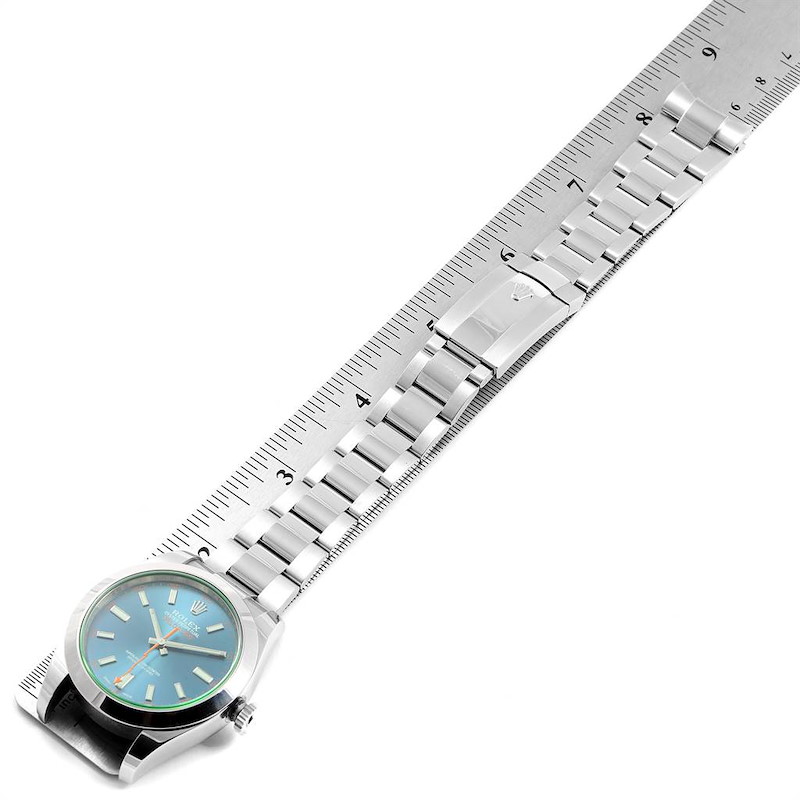 Rolex Milgauss Blue Dial Green Crystal Mens Watch 116400 Box Card SwissWatchExpo