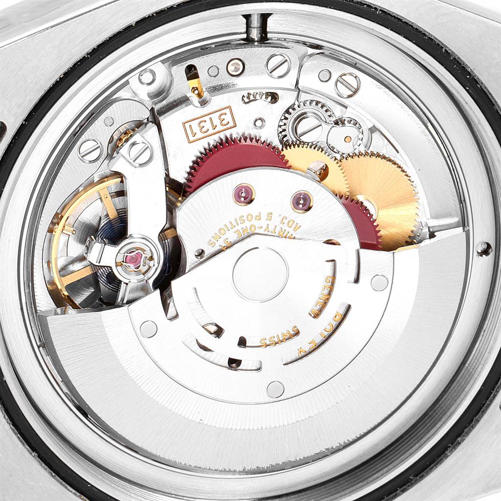 The image shows the internal movement mechanism of a Rolex Milgauss 116400GV Men's Stainless Steel Black Dial 116400GV Men's Stainless Steel Black Dial watch from a top-down angle.