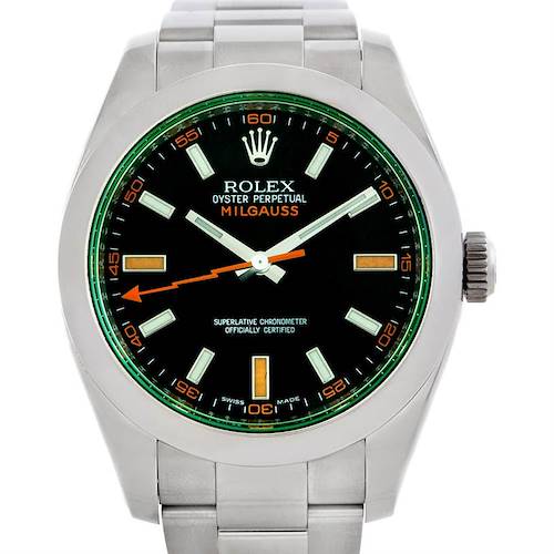 Photo of Rolex Milgauss Green Crystal Watch 116400V
