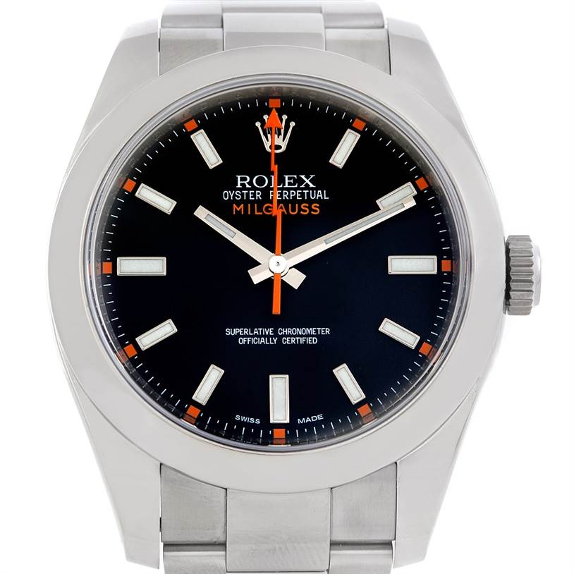 Rolex Milgauss Stainless Steel Mens Watch 116400 SwissWatchExpo