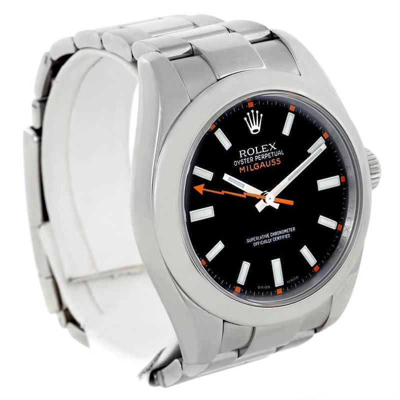 Rolex Milgauss Stainless Steel Black Dial Mens Watch 116400 SwissWatchExpo