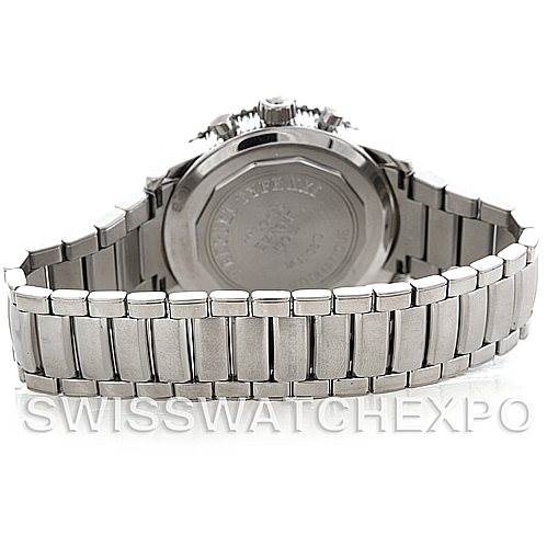 This image shows the back view of a Breguet Type XX - XXI - XXII 80473 Men's Stainless Steel Silver Dial 80473 Men's Stainless Steel Silver Dial model, highlighting its bracelet and case back.