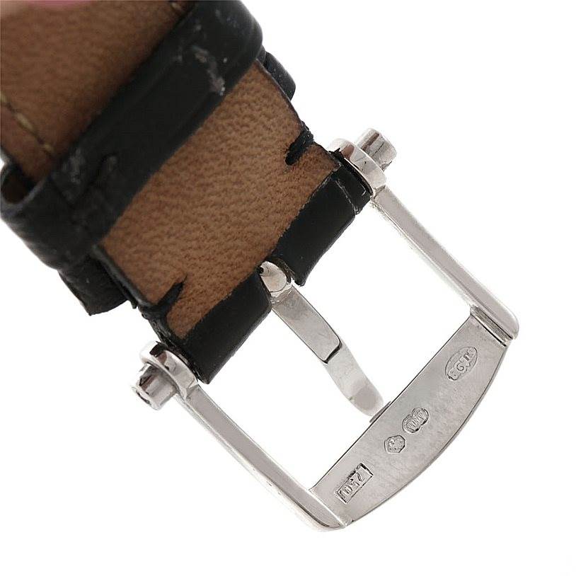 The image shows the buckle and strap end of a Breguet Classique 5907 Men's White Gold Silver Dial 5907 Men's White Gold Silver Dial watch from a close-up angle.