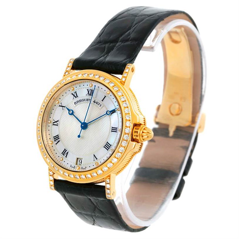 Breguet Marine Automatic Ladies 18K Yellow Gold Diamond Watch 4471 SwissWatchExpo